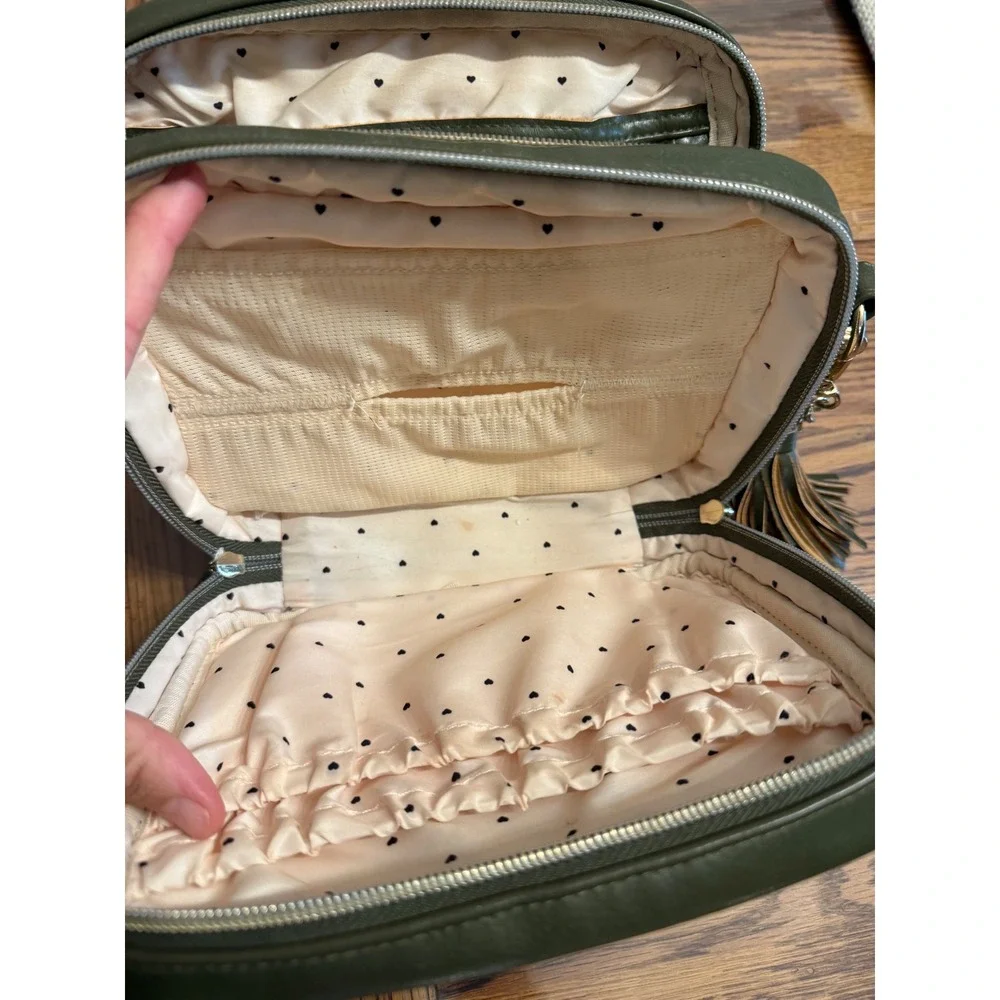 Itzy Ritzy Boss Crossbody Diaper Bag Small Olive Green Quilted Vegan Leather
